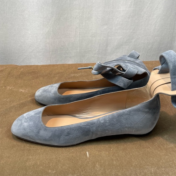 VALENTINO Garavani Suede Ankle Wrap Blue Suede Ballet Flats IT 38.5 - Picture 7 of 13